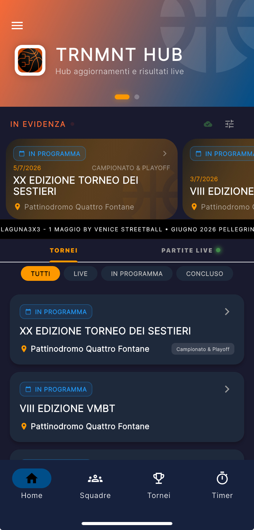 TRNMNT App Home Mockup